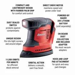 BAUER 20V Cordless Corner/Detail Sander – Tool Only -Bauer Popular Store 56178 W2
