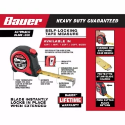 BAUER 25 ft. Self-Locking Tape Measure 25 BAUER 25 ft. Self-Locking Tape Measure -Bauer Popular Store 56350 W13