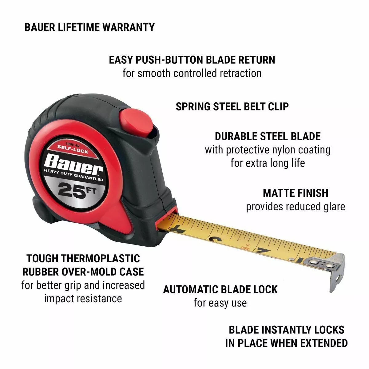 BAUER 25 ft. Self-Locking Tape Measure 3 BAUER 25 ft. Self-Locking Tape Measure - Image 3