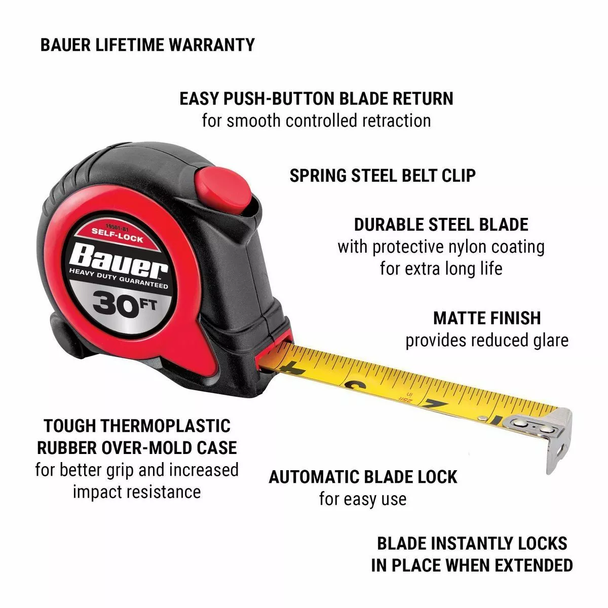 BAUER 30 ft. Self-Locking Tape Measure 2 BAUER 30 ft. Self-Locking Tape Measure - Image 2