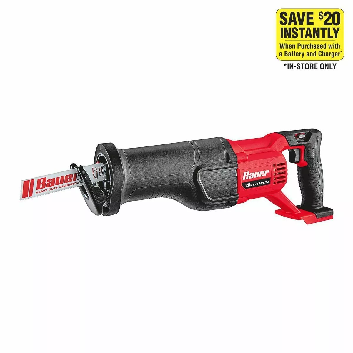BAUER 20V Cordless Reciprocating Saw - Tool Only 1 BAUER 20V Cordless Reciprocating Saw - Tool Only