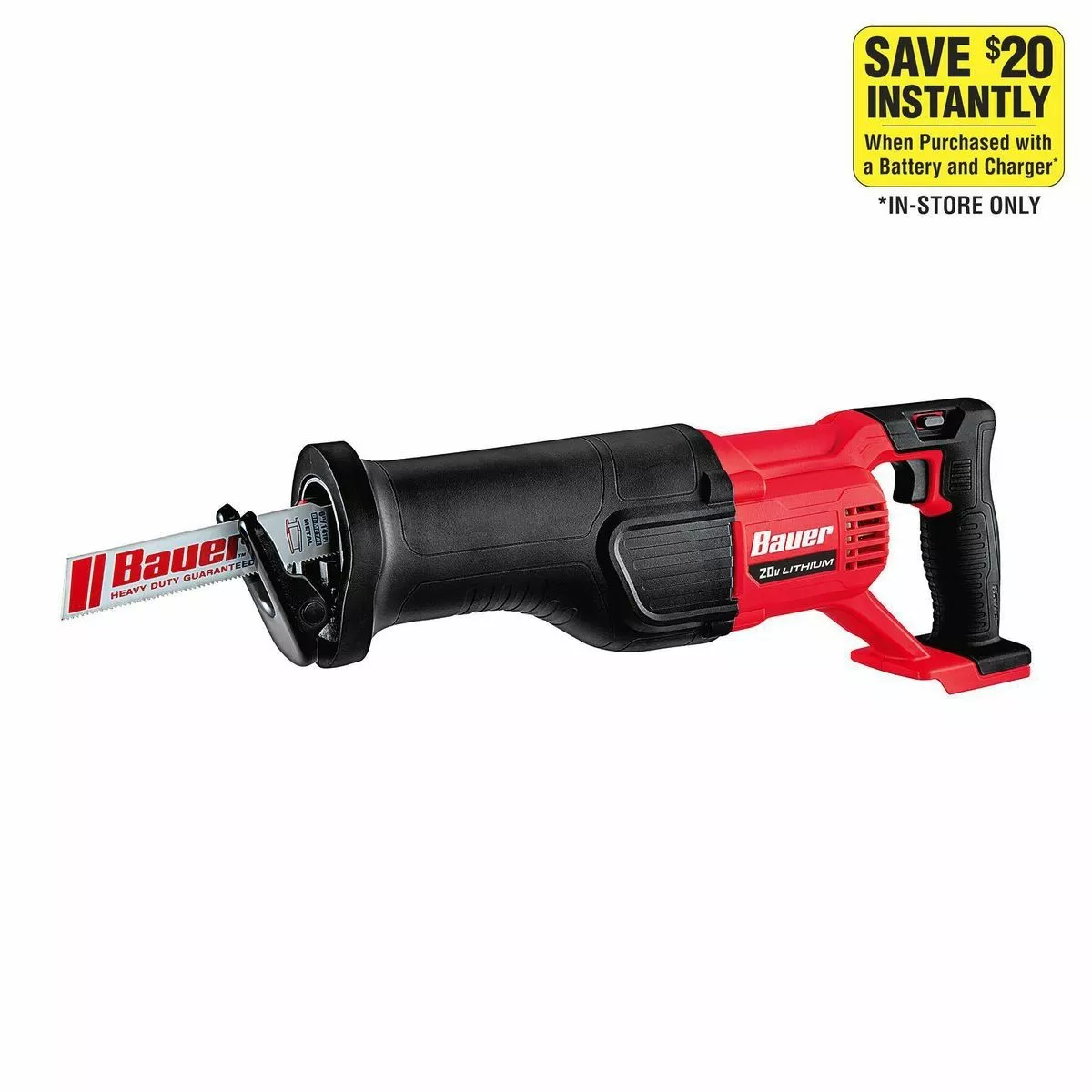 BAUER 20V Cordless Reciprocating Saw - Tool Only 4 BAUER 20V Cordless Reciprocating Saw - Tool Only - Image 4