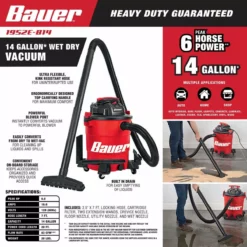 BAUER 14 Gallon Wet/Dry Vacuum -Bauer Popular Store 56579 W2SS