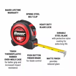 BAUER 12 ft. Slide-Lock Tape Measure -Bauer Popular Store 56674 W2
