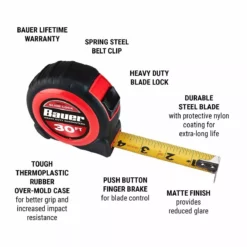 BAUER 30 ft. Slide-Lock Tape Measure -Bauer Popular Store 56677 W2