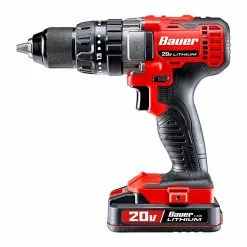 BAUER 20V Cordless 1/2 in. Variable Speed Hammer Drill/Driver - Tool Only -Bauer Popular Store 56723 W4