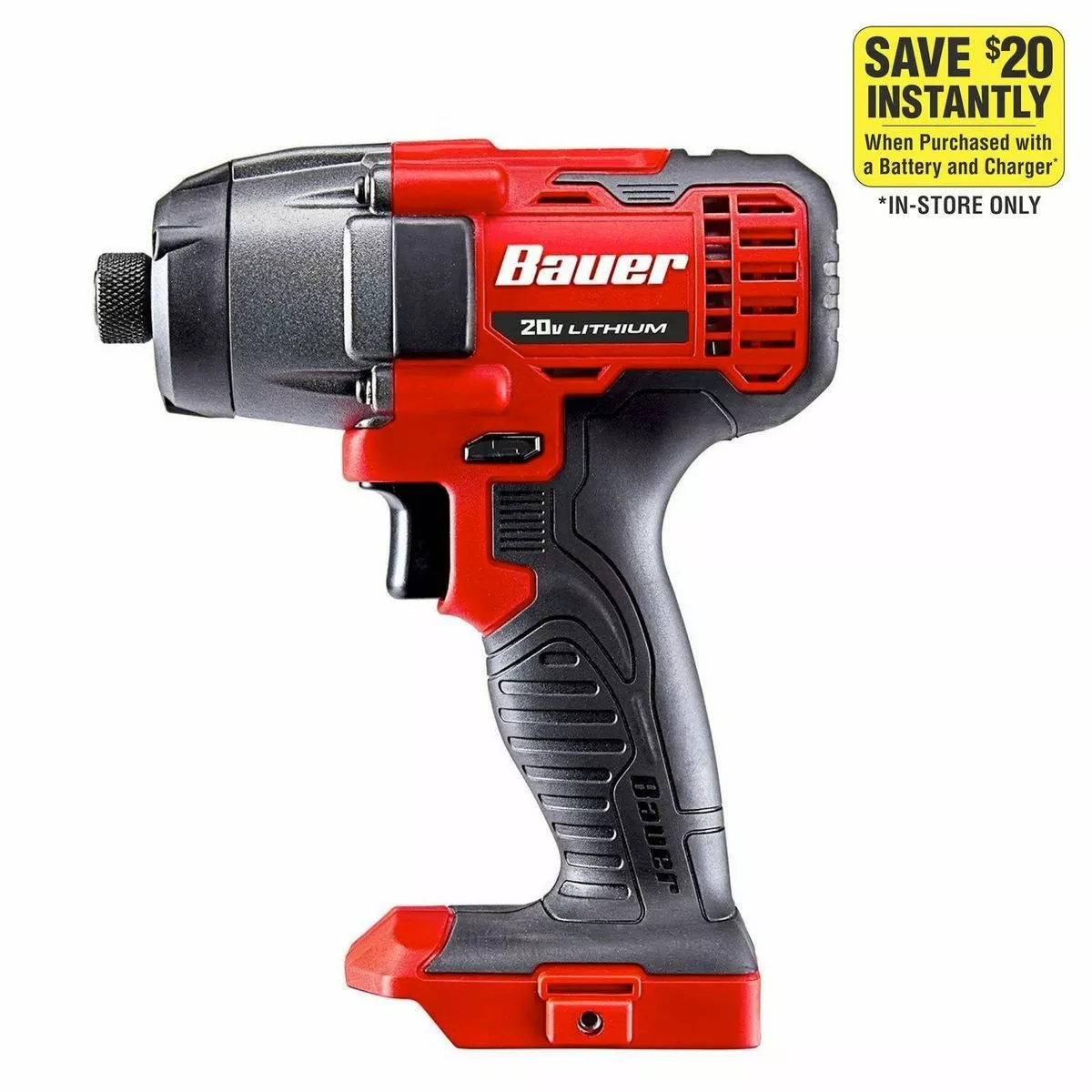 BAUER 20V Cordless 1/4 in. Hex Compact Impact Driver - Tool Only 3 BAUER 20V Cordless 1/4 in. Hex Compact Impact Driver - Tool Only - Image 3