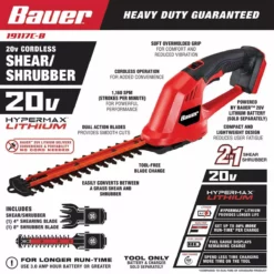 BAUER 20V Cordless Shear Shrubber – Tool Only -Bauer Popular Store 56895 W2SS