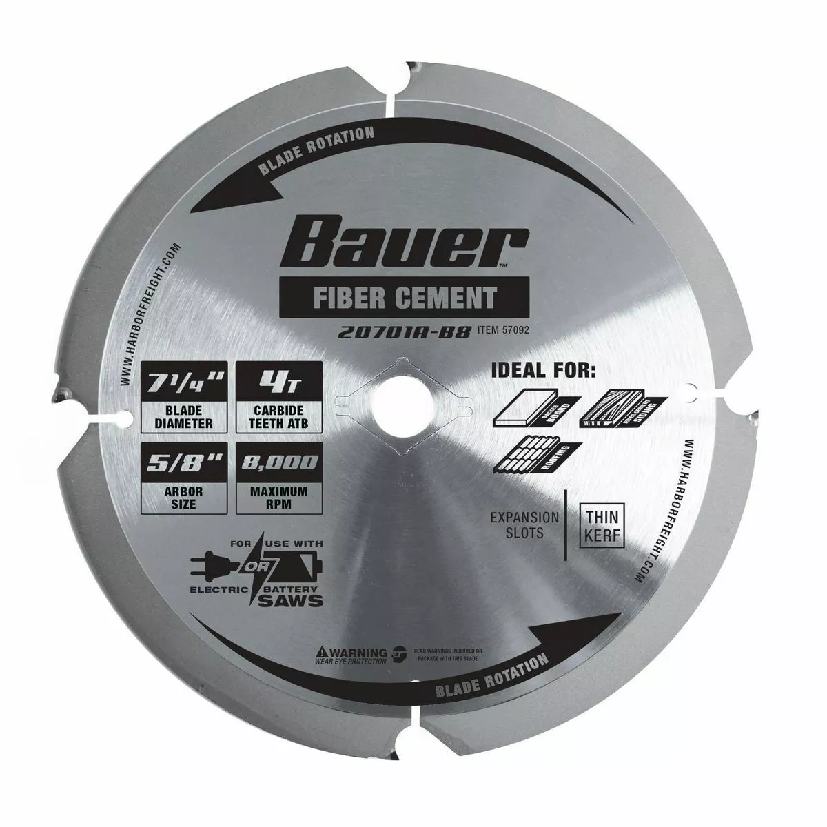 BAUER 7-1/4 in., 4T PCD Fiber Cement Circular Saw Blade 1 BAUER 7-1/4 in., 4T PCD Fiber Cement Circular Saw Blade