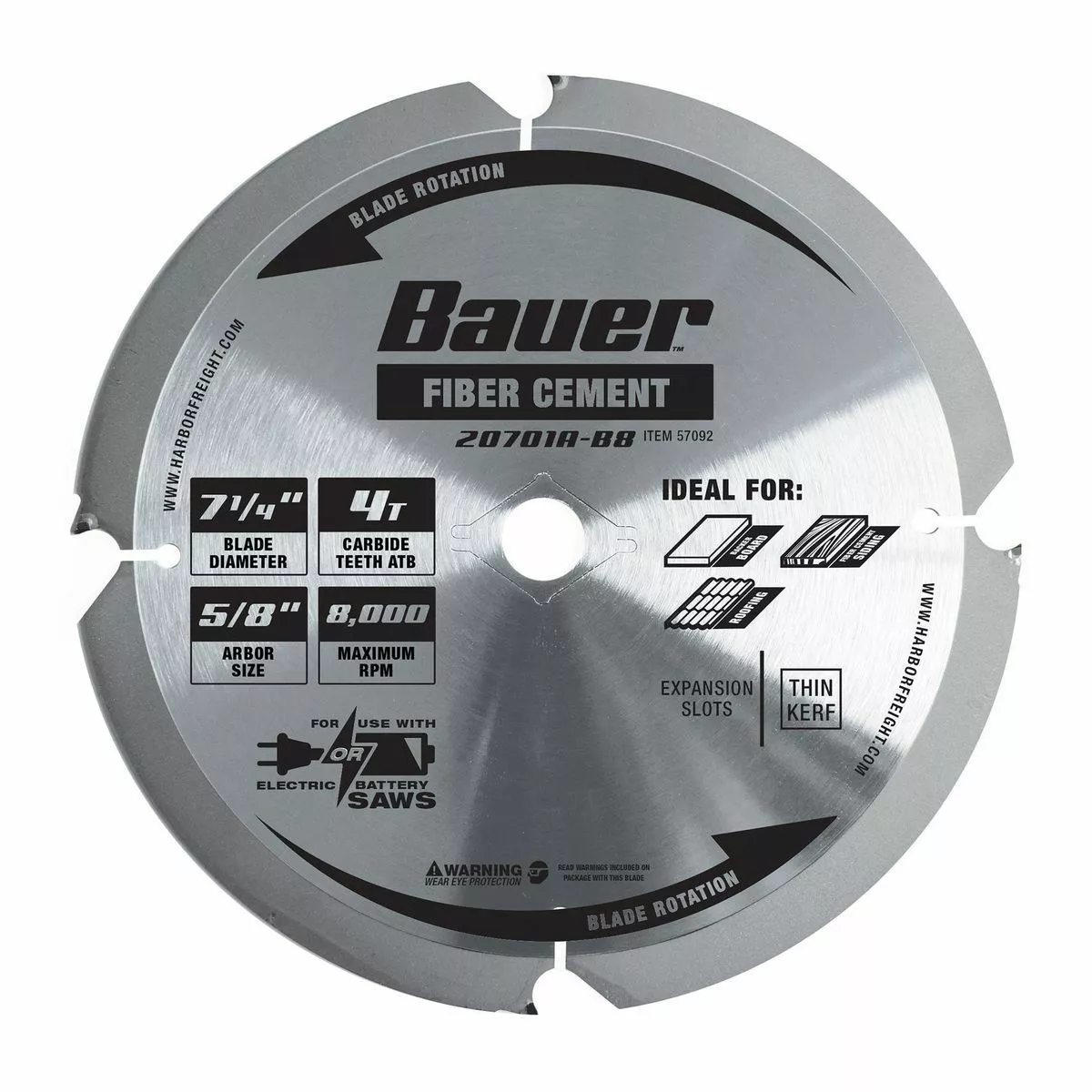 BAUER 7-1/4 in., 4T PCD Fiber Cement Circular Saw Blade 2 BAUER 7-1/4 in., 4T PCD Fiber Cement Circular Saw Blade - Image 2