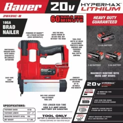 BAUER 20V Cordless 18 Gauge Brad Nailer - Tool Only -Bauer Popular Store 57180 W2SS