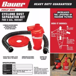 BAUER Cyclone Dust Separator Kit for 5 Gallon Buckets -Bauer Popular Store 57194 W2SS