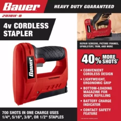 BAUER 4v Cordless Stapler -Bauer Popular Store 57241 W2SS