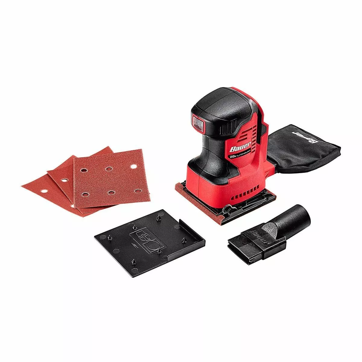 BAUER 20V Cordless 1/4 Sheet Sander with Dust Bag - Tool Only 6 BAUER 20V Cordless 1/4 Sheet Sander with Dust Bag - Tool Only - Image 6