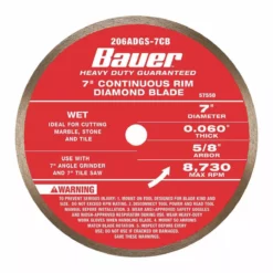 BAUER 7 in. Continuous Rim Wet Cut Diamond Saw Blade