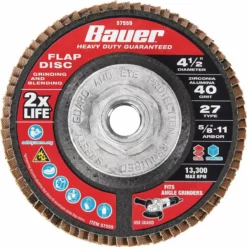 BAUER 4-1/2 in. x 5/8 in.-11 40-Grit Type 27 Flap Disc with Fiberglass Backing and Zirconia Grain