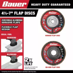 BAUER 4-1/2 in. x 5/8 in.-11 40-Grit Type 27 Flap Disc with Fiberglass Backing and Zirconia Grain -Bauer Popular Store 57559 W2SS