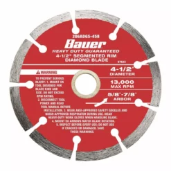 BAUER 4-1/2 in. Segmented Rim Wet or Dry Cut Diamond Saw Blade