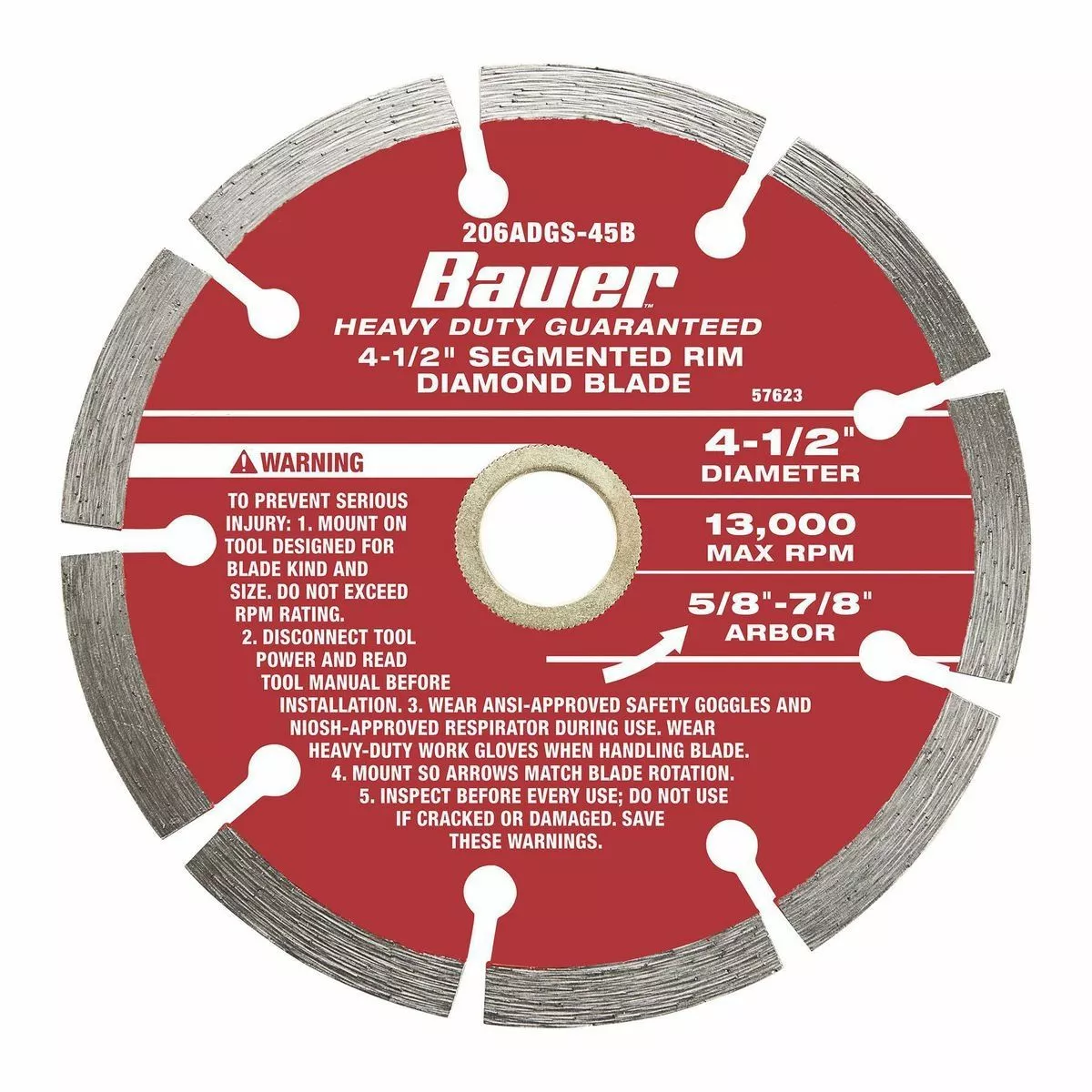 BAUER 4-1/2 in. Segmented Rim Wet or Dry Cut Diamond Saw Blade 2 BAUER 4-1/2 in. Segmented Rim Wet or Dry Cut Diamond Saw Blade - Image 2