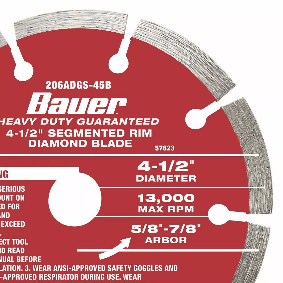 BAUER 4-1/2 in. Segmented Rim Wet or Dry Cut Diamond Saw Blade 3 BAUER 4-1/2 in. Segmented Rim Wet or Dry Cut Diamond Saw Blade - Image 3