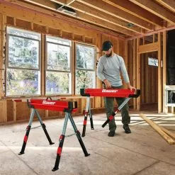 BAUER 32 in. Steel Adjustable Sawhorse, 1300 lb. Capacity -Bauer Popular Store 57807 W7