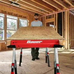 BAUER 32 in. Steel Adjustable Sawhorse, 1300 lb. Capacity -Bauer Popular Store 57807 W8