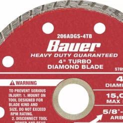 BAUER 4 in. Assorted Diamond Blades, 3 Pc. -Bauer Popular Store 57887 W8