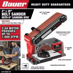 BAUER 4 in. x 36 in. Belt and 6 in. Disc Sander -Bauer Popular Store 58339 W2SS