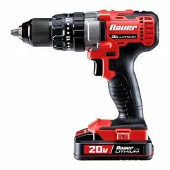 BAUER 20V Cordless 1/2 in. Variable Speed Hammer Drill/Driver Kit -Bauer Popular Store 63527 W4