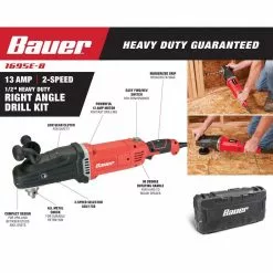 BAUER 13 Amp 1/2 in. 2-Speed Right Angle Drill Kit 10 BAUER 13 Amp 1/2 in. 2-Speed Right Angle Drill Kit -Bauer Popular Store 64121 W2 2