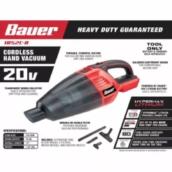 BAUER 20v Cordless Hand Vacuum with Floor and Crevice Tools – Tool Only -Bauer Popular Store 64148 W2SS