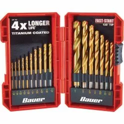 BAUER Titanium Drill Bit Set, 17 Pc.