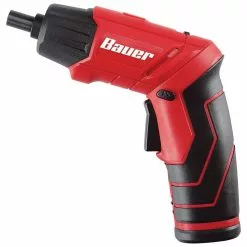 BAUER 4V Cordless 1/4 in. Screwdriver with Integrated Flashlight Kit with 4 Insert Bits and Wall Charger