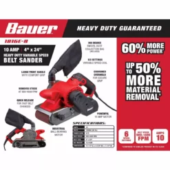 BAUER 10 Amp 4 in. x 24 in. Variable Speed Belt Sander 6 BAUER 10 Amp 4 in. x 24 in. Variable Speed Belt Sander -Bauer Popular Store 64530 W7