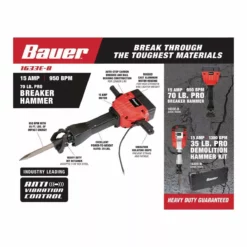 BAUER 15 Amp 70 Lb. 1-1/8 in. Hex Breaker Hammer -Bauer Popular Store 64608 W2SS
