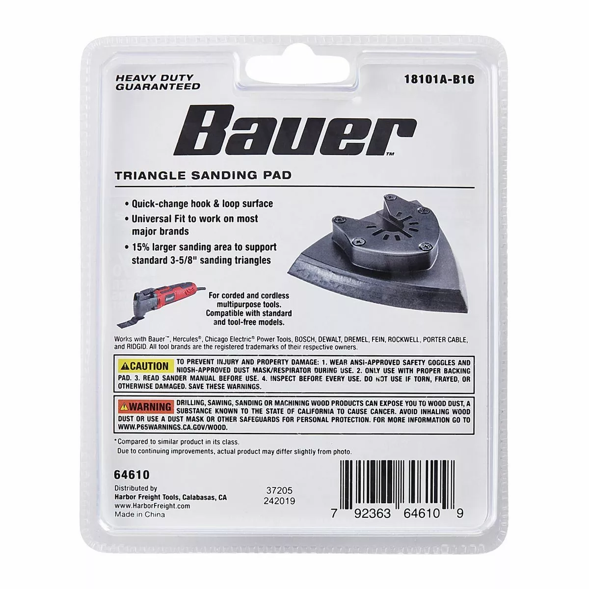 BAUER Universal Fit Triangle Sanding Pad for Oscillating Multi-tools with Hook & Loop 5 BAUER Universal Fit Triangle Sanding Pad for Oscillating Multi-tools with Hook & Loop - Image 5