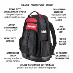 BAUER Heavy Duty Jobsite Backpack -Bauer Popular Store 64662 W2