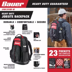 BAUER Heavy Duty Jobsite Backpack -Bauer Popular Store 64662 W2SS