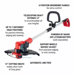 BAUER 20v Lithium-Ion Cordless String Trimmer – Tool Only 22 BAUER 20v Lithium-Ion Cordless String Trimmer – Tool Only -Bauer Popular Store 64995 W2